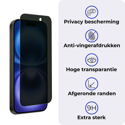 iPhone 16 Plus Screenprotector Gehard Glas - Privacy