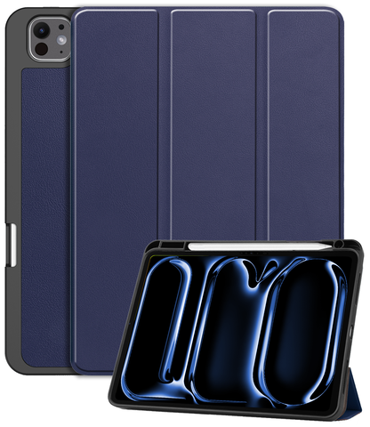 iPad Pro 2024 (11 inch) Trifold Bookcase Hoes met Penhouder voor Apple Pen - Donkerblauw