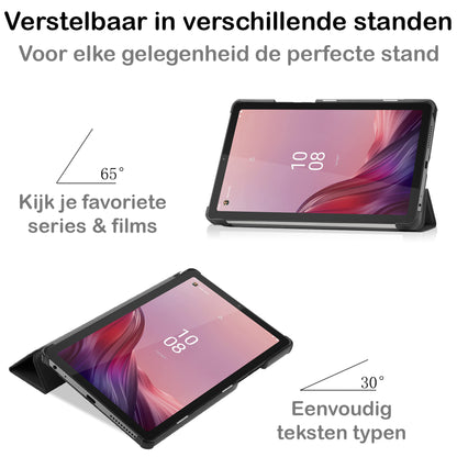 Lenovo Tab M9 Trifold Bookcase Hoes - Zwart