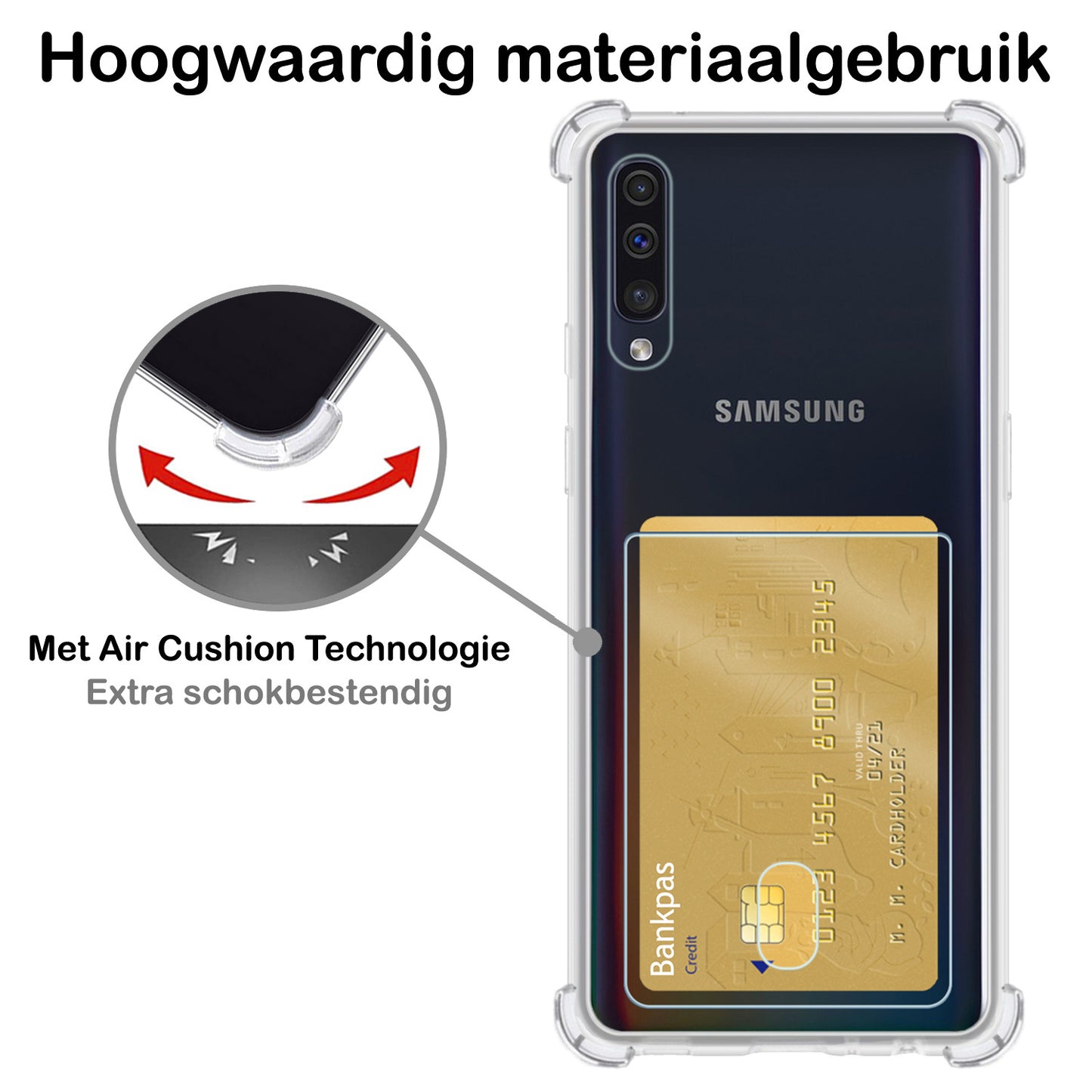 Samsung A70/A70s Hoesje met Pasjeshouder Siliconen - Transparant