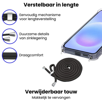 Samsung A57 Hoesje met Koord Backcover Shockproof - Transparant