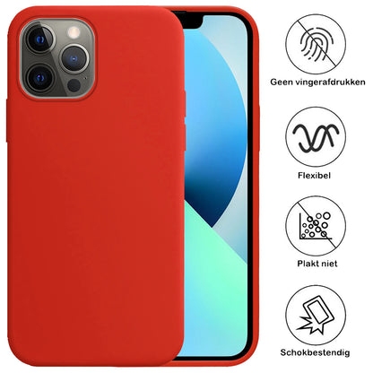iPhone 14 Pro Hoesje Siliconen Backcover Lichtgewicht - Rood