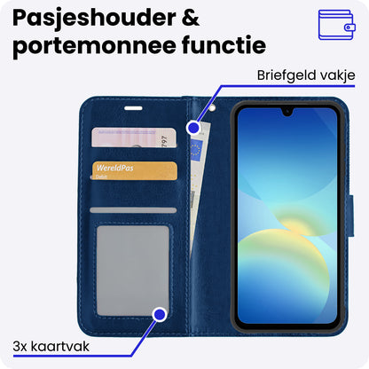 Samsung A26 Hoesje Bookcase Cover met Kaarthouder - Donkerblauw