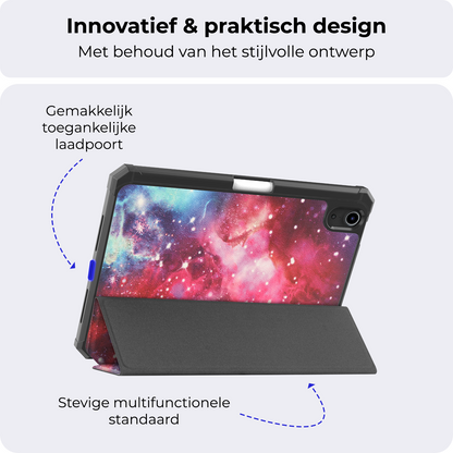 iPad Mini 7 Trifold Bookcase Hoes met Penhouder voor Apple Pen - Galaxy
