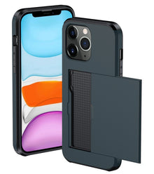 iPhone 11 Pro Hoesje Kaarthouder Hard Case Shockproof - Donkerblauw