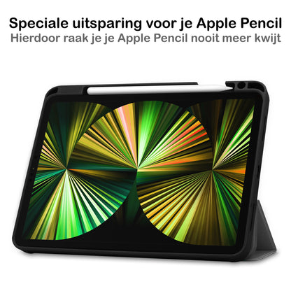 iPad Pro 2021 (12,9 inch) Hoesje Book Case Met Apple Pencil Uitsparing - Grijs