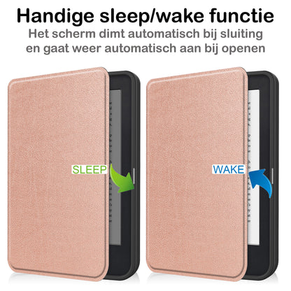 Kobo Clara 2E Bookcase Hoes Shockabsorberend - Rosé Goud