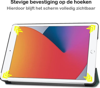 iPad 10.2 2020 Trifold Bookcase Hoes - Donkergroen