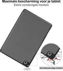 Samsung Galaxy Tab S6 Lite Trifold Bookcase Hoes met Penhouder voor S Pen - Grijs