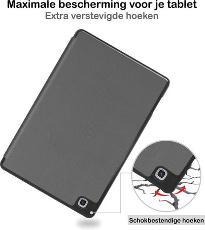 Samsung Galaxy Tab S6 Lite Trifold Bookcase Hoes met Penhouder voor S Pen - Grijs