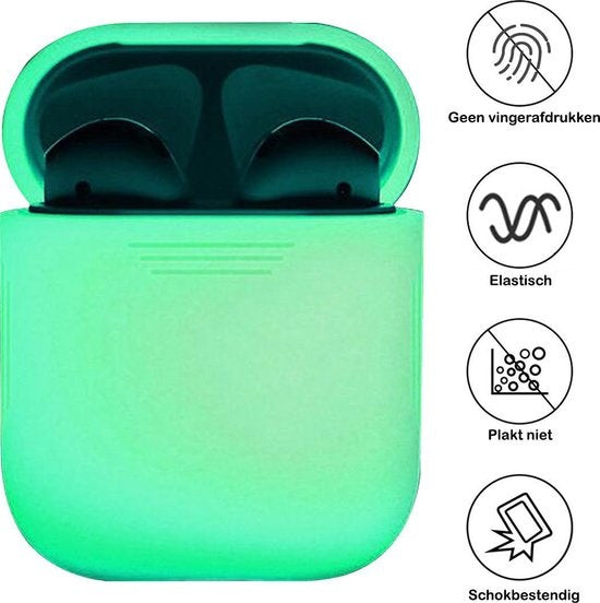 AirPods 2 Hoesje Siliconen met Clip - Glow in the dark