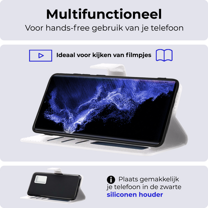 Samsung S22 Ultra Hoesje Bookcase Cover Uitneembaar - Wit
