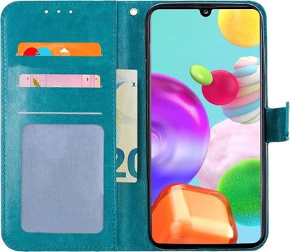 Samsung A41 Hoesje Bookcase Cover met Kaarthouder - Turquoise