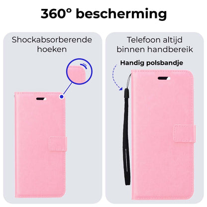 Samsung A25 Hoesje Bookcase Cover met Kaarthouder - Lichtroze