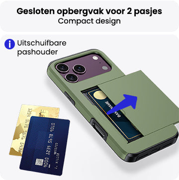 iPhone 18 Pro Max Hoesje Kaarthouder Hard Case Shockproof - Donkergroen