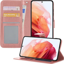 Samsung S21 Hoesje Bookcase Cover met Kaarthouder - Rosé goud