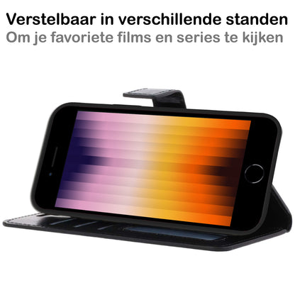iPhone SE 2022 Hoesje Bookcase Cover met Kaarthouder - Zwart
