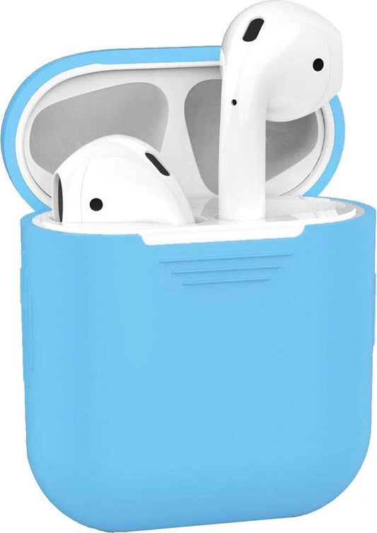 AirPods 2 Hoesje Siliconen met Clip - Lichtblauw