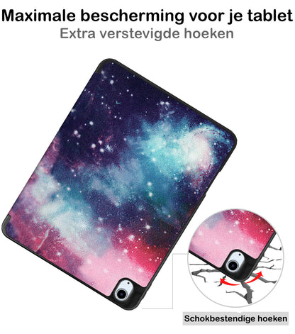 iPad Air 2022 Trifold Bookcase Hoes met Penhouder voor Apple Pen - Galaxy