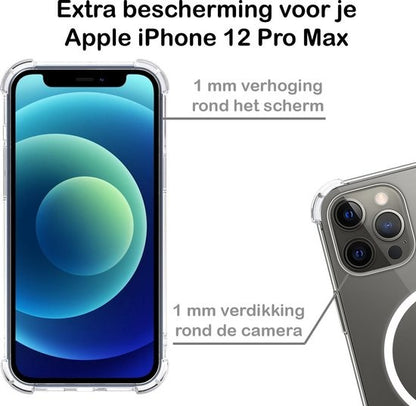 iPhone 12 Pro Max Hoesje Geschikt voor Magsafe Backcover Shockproof - Transparant