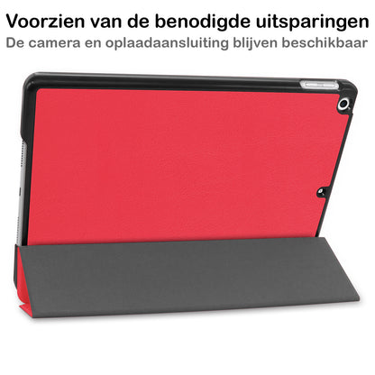 iPad 10.2 2021 Trifold Bookcase Hoes - Rood