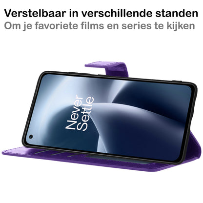 OnePlus Nord 2T Hoesje Bookcase Cover met Kaarthouder - Paars
