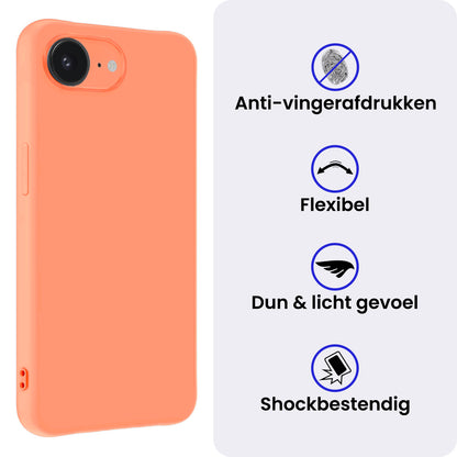 iPhone 16e Hoesje Siliconen Backcover Lichtgewicht - Perzik