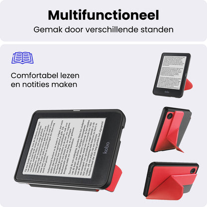 Kobo Clara 2E Trifold Bookcase Hoes - Rood