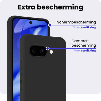 Google Pixel 9a Hoesje Siliconen Backcover Lichtgewicht - Zwart