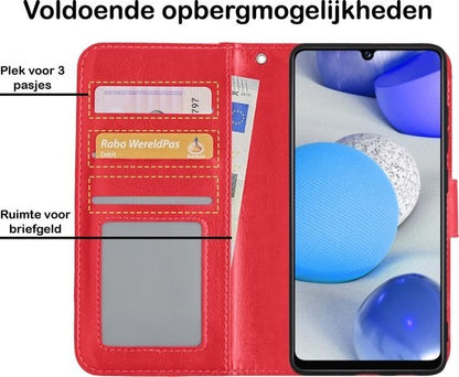Samsung A42 Hoesje Bookcase Cover met Kaarthouder - Rood