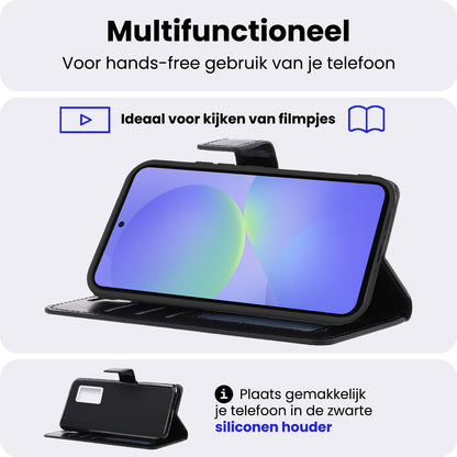 Samsung A36 Hoesje Bookcase Cover met Kaarthouder - Zwart