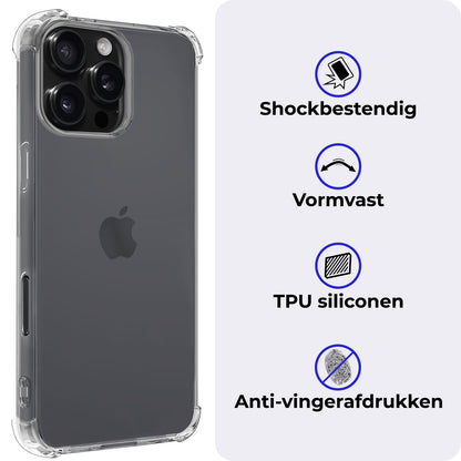 iPhone 16 Pro Max Hoesje Shockproof Backcover Siliconen - Transparant