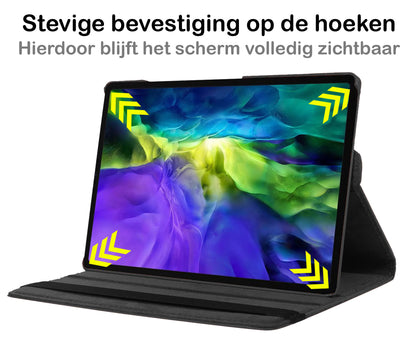 Samsung Galaxy Tab A8 Trifold Bookcase Hoes 360 Graden Draaibaar - Zwart