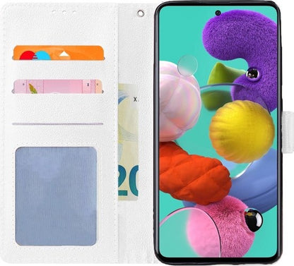 Samsung A51 Hoesje Bookcase Cover met Kaarthouder - Wit