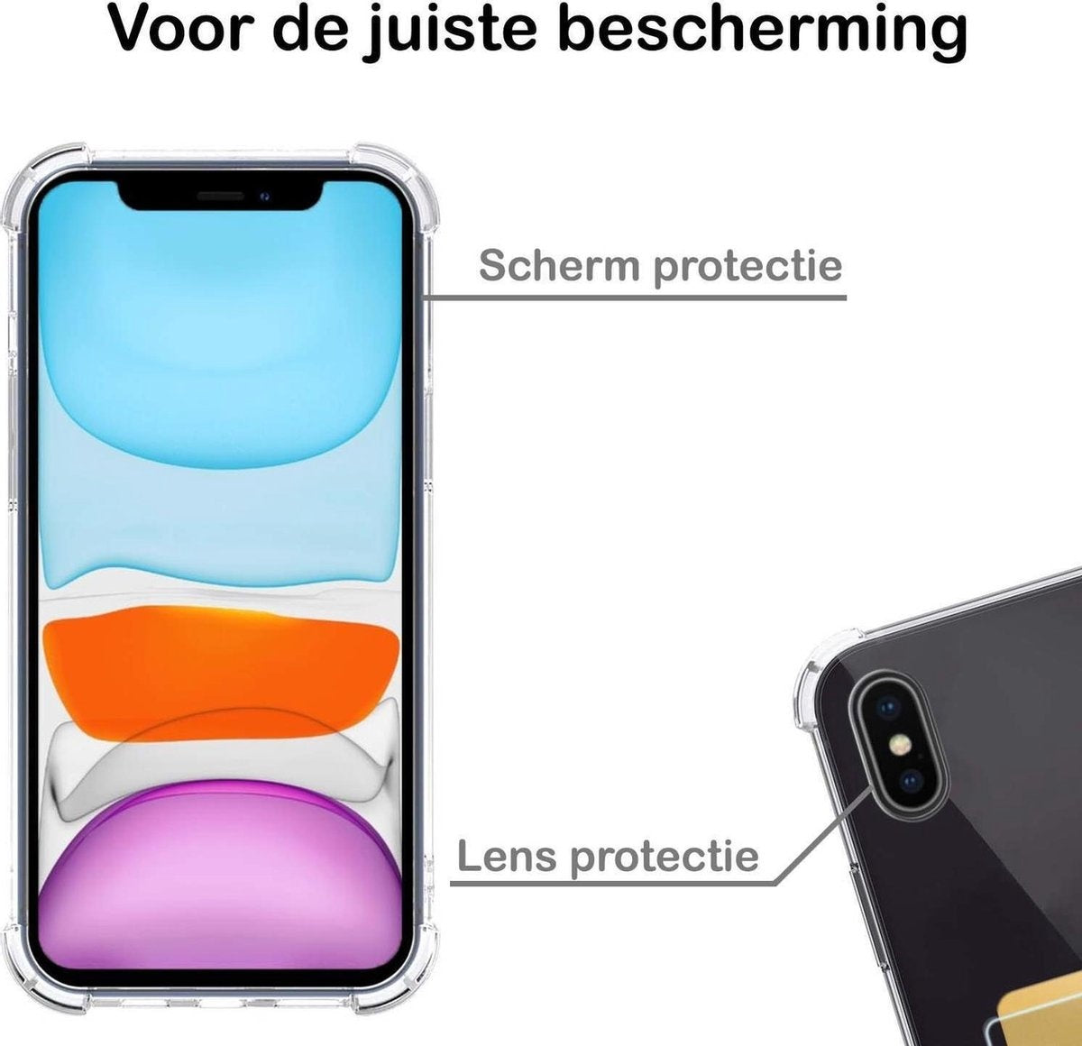 Hoes Geschikt voor iPhone X/Xs Hoesje Shock Proof Case - Transparant