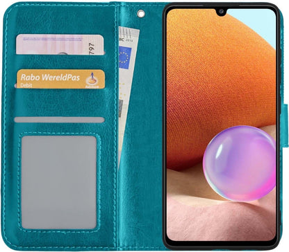 Samsung A32 4G Hoesje Bookcase Cover met Kaarthouder - Turquoise