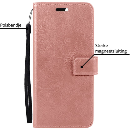iPhone 15 Pro Hoesje Bookcase Cover met Kaarthouder - Rosé goud