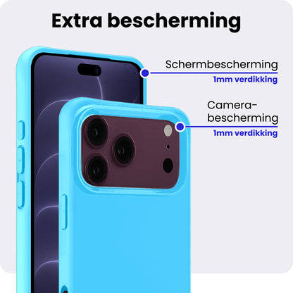 iPhone 18 Pro Max Hoesje Siliconen Backcover Lichtgewicht - Lichtblauw