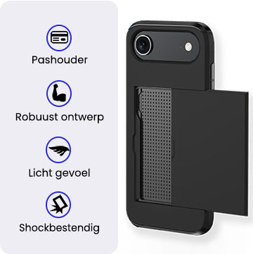 iPhone Air Hoesje Kaarthouder Hard Case Shockproof - Zwart