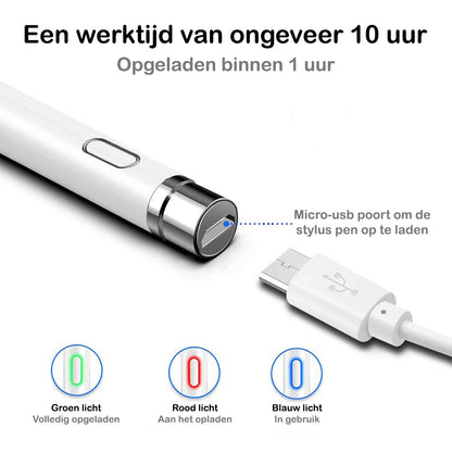 Active Stylus Pen Touch Pen Pencil Oplaadbaar Geschikt Voor Tablets En Telefoons Universeel - Wit