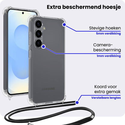 Samsung S25 Hoesje met Koord Backcover Shockproof - Transparant
