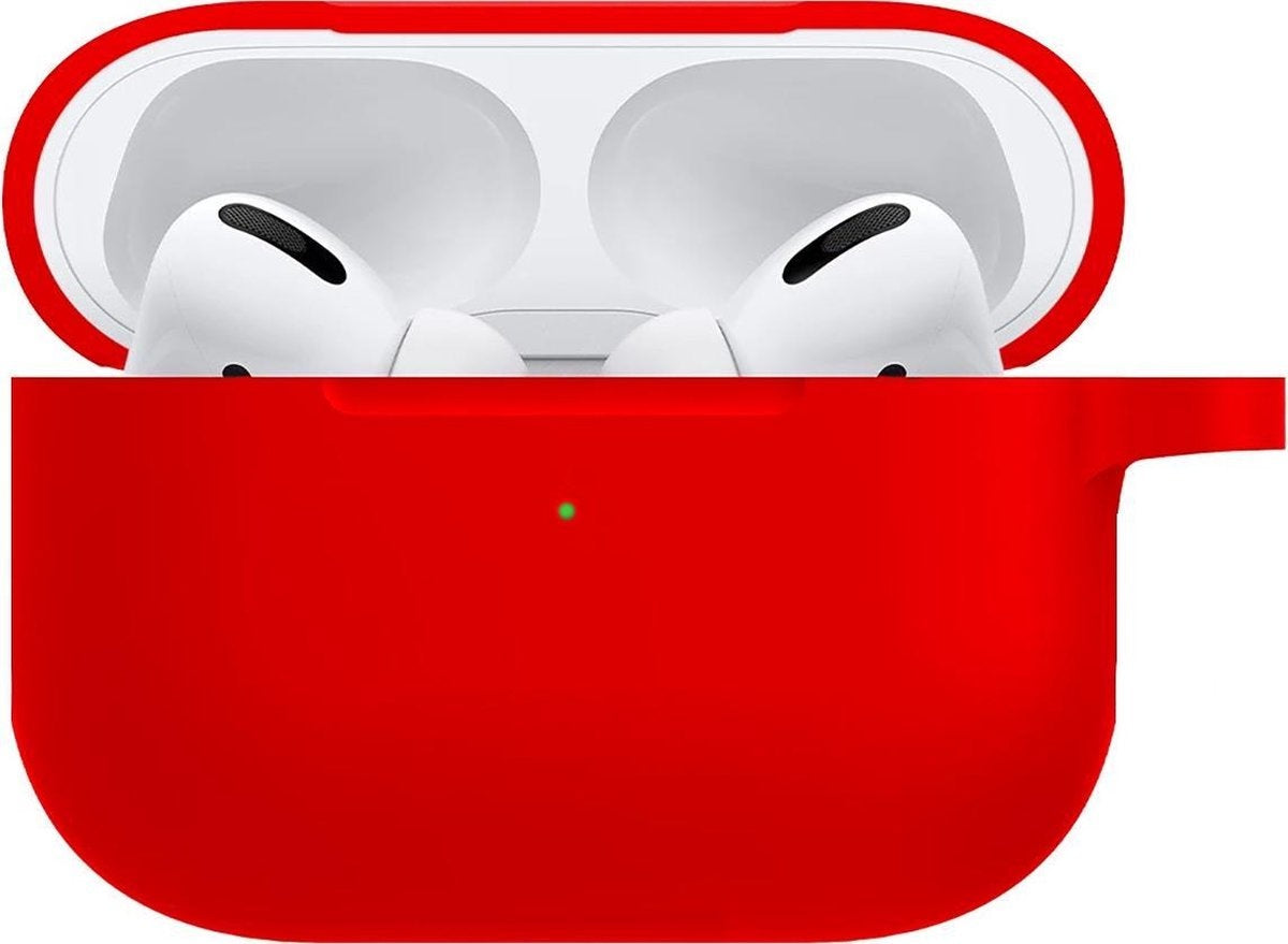 Airpods Pro Hoesje Siliconen met Clip - Rood