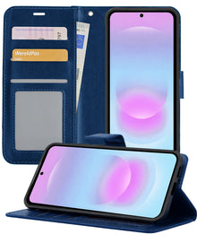 Samsung A37 Hoesje Bookcase Cover met Kaarthouder - Donkerblauw