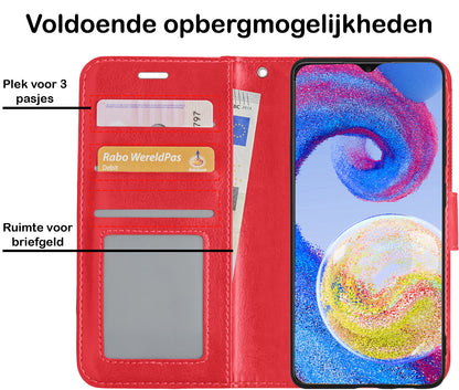 Samsung A04s Hoesje Bookcase Cover met Kaarthouder - Rood