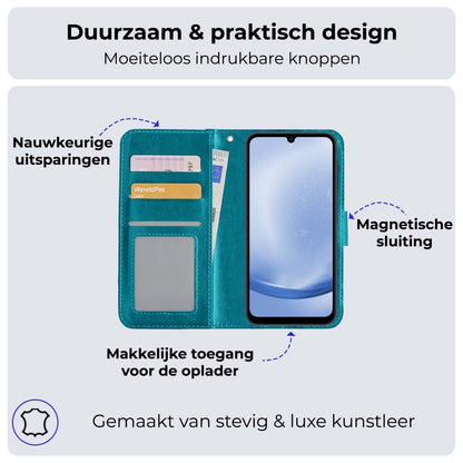 Samsung A25 Hoesje Bookcase Cover met Kaarthouder - Turquoise