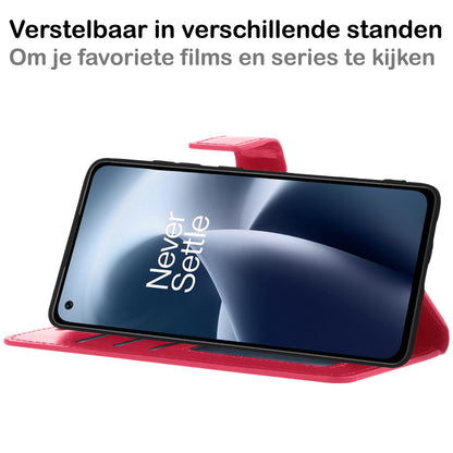 OnePlus Nord 2T Hoesje Book Case Kunstleer - Donkerroze