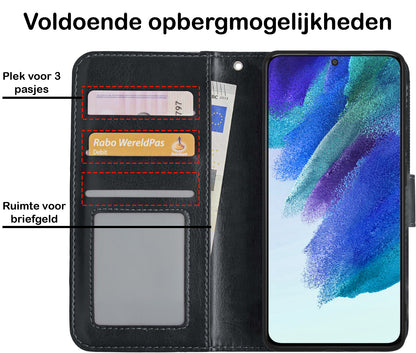 Samsung S21 FE Hoesje Book Case Kunstleer - Zwart