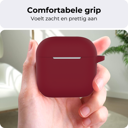 AirPods 4 Hoesje Siliconen Krasbestendig - Donkerrood