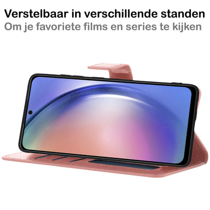 Samsung A54 Hoesje Bookcase Cover met Kaarthouder - Rosé goud