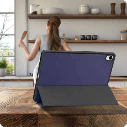 Samsung Galaxy Tab S11 Trifold Bookcase Hoes met Penhouder voor S Pen - Donkerblauw